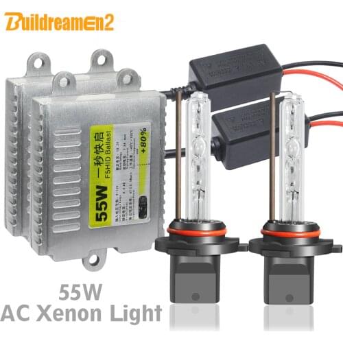Buildreamen2 55W AC HID Xenon Light Kit Fast Start No Flicker H1 H3 H7 H8 H11 9005 9006 3000K-10000K 12V Car Headlight Fog Light