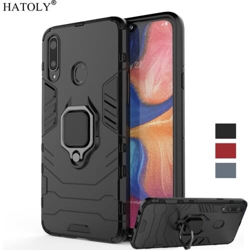 For Samsung Galaxy A20S Case Magnetic Ring Holder Soft Silicone Hard PC Armor Bumper Cover For Galaxy A20S Case For Samsung A20S
