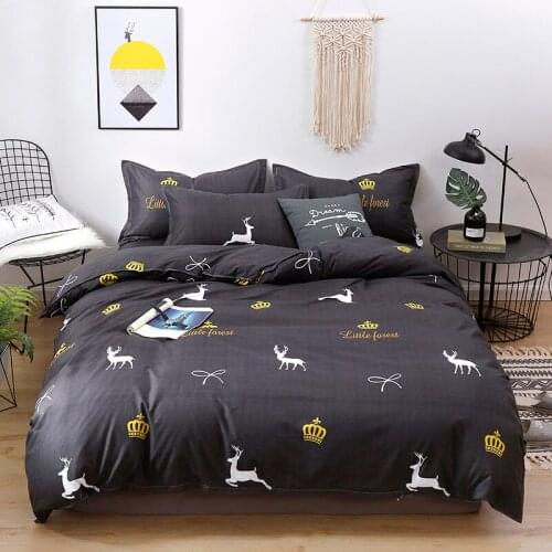 Black White Reindeer Cute Kids Cartoon Luxury Comforter Bedding Set Animal Modern King Queen Twin Size Bed Linen Duvet Cover Set
