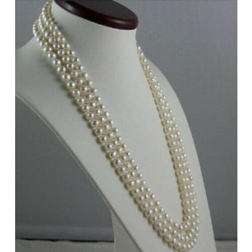 LONGER 60"8-9MM PERFECT AAA NATURAL JAPANESE AKOYA GENUINE WHITE PEARL NECKLACE