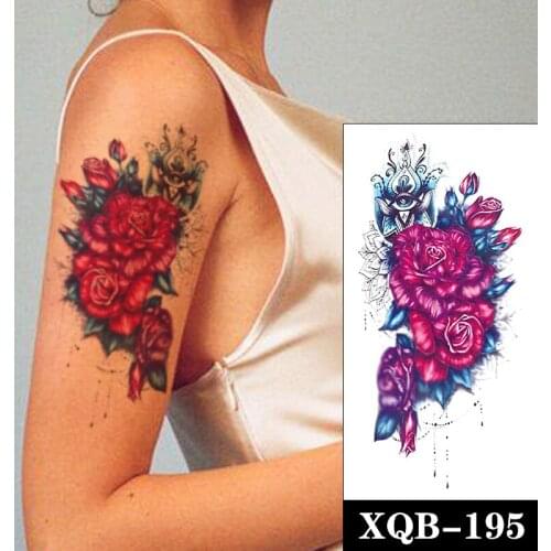 Eye of God Jewelry Necklace Temporary Tattoo Stickers Watercolor Roses Fake Tattoos Waterproof Tatoos Arm Large Size for Women