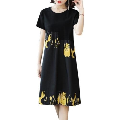 Cotton 2020 Summer Dress New Skirt Large Size Womens Style Loose-Fitting Fat Sister MM Slimming Dress