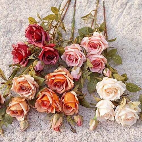 1Pc Artificial Flower DIY Home Decor Portable Single Branch Simulation Rose for Wedding