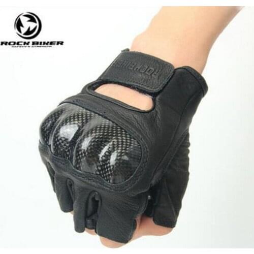 Leather sheepskin motocross Retro half-finger motorcycle riding gloves male carbon fiber motorcycle racing Glove spring summer
