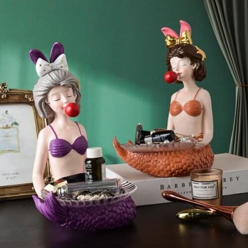 Nordic creative bubble girl resin decoration living room home decoration porch decoration candy storage tray soft decoration