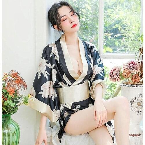 L-U-K Lady Sexy Japanese Style Kimono Cardigan Women Sexy Sleep Robe Print Sleepwear Dress Cosplay For Women Pajamas