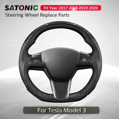 SATONIC Steering Wheel Matte Alcantara Carbon Fiber For Tesla Model Y Model 3 2017 2018 2019 2020 Car Accessories Parts