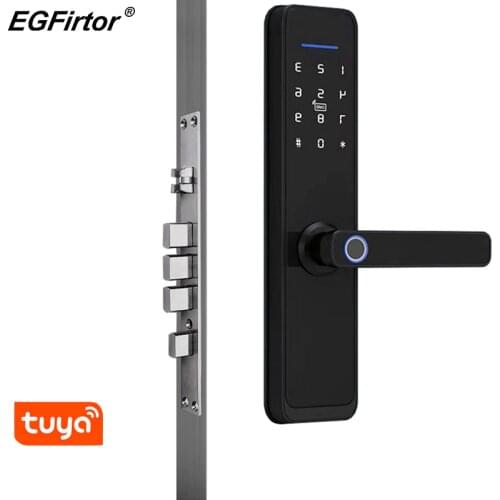 Mechanical Key Electric Door Lock Password Fingerprint Lock Home Security Smart Lock Tuya APP Bluetooth Wooden Door Lock