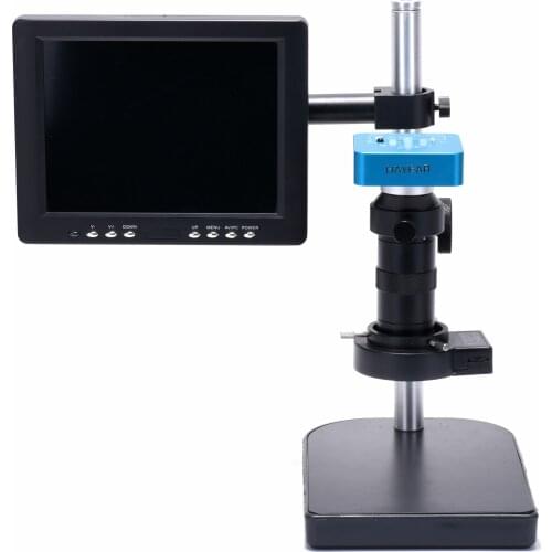 34MP Microscope Camera HDMI USB Industrial 100X C-mount Zoom Lens 60 LED Light with 8" HD LCD Screen For PCB Repair Soldering