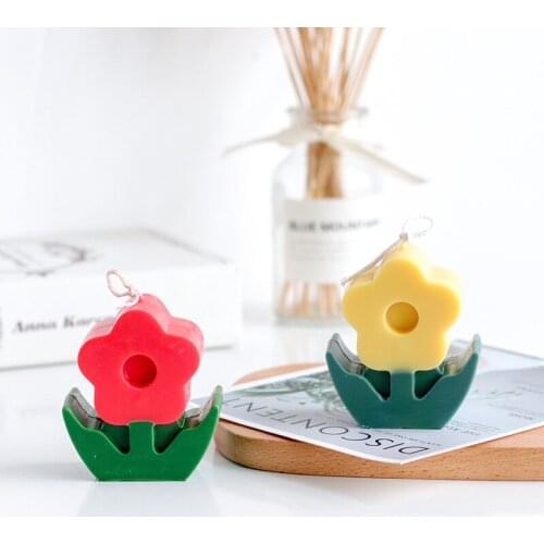 Mini Cute Flowers Aromatherapy DIY Candle Mold PC Simulation Food Home Table Christmas Kitchen Decoration Gifts