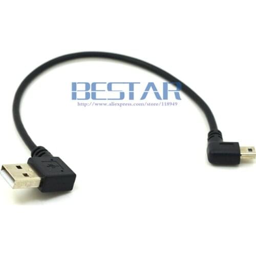 Male right angled USB2.0 turn to left mini USB 90 degree left angled mini USB turn to USB connector short cable 25cm