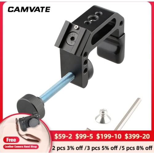 CAMVATE Camera Universal C-Clamp Bracket Desktop Mount Holder Stand With Cold /Hot Shoe Mount & 1/4"-20 & 3/8"-16 Threaded Holes