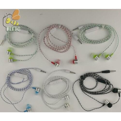 Cobwebbing Reticulate Fine lines earphone with mic metal head Earpiece Noise Canceling Headset Microphone 5 color CP-07 100 pcs