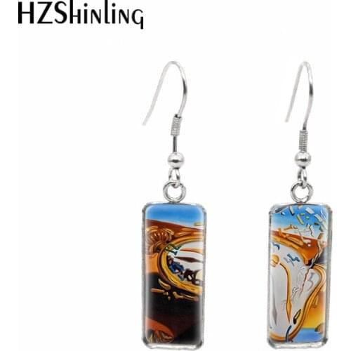 2019 New Salvador Dali Clocks Melting Painting Rectangular Earrings The Persistence Of Memory Fish Hook Earring Jewelry