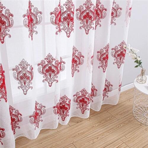 New Luxury Embroidered Sheer Curtains Window Tulle Curtains for Living Room Bedroom Kitchen Gauze Voile Curtains White Topfinel