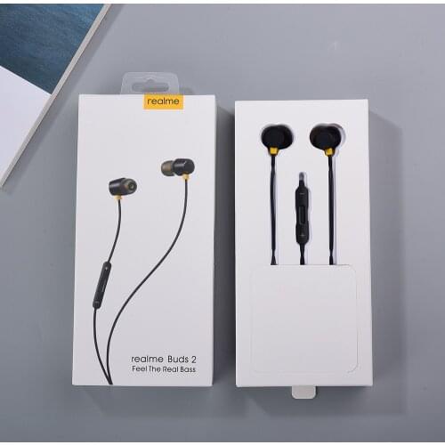 Original Realme Buds 2 Wired 3.5mm In-ear Earphone With 11.2mm Bass Boost Driver Dual Control For Realme X2 Pro Q2i Q2 X50 V5 V3