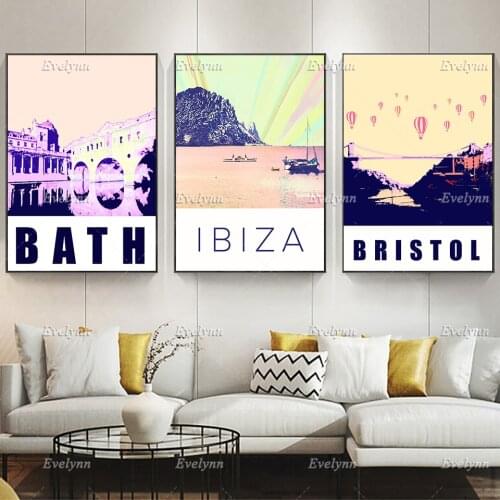 Bristol Giclee Travel Poster,Featuring Clifton Suspension Bridge,Bath Giclee Travel,Ibiza Travel Home Decor Canva Wall Art Print