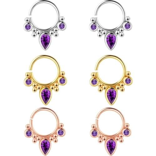 WholeSale 1Pc 8mm Open Hoop Daith Earring Cz Cartilage Rook Earring Septum Ring Nose Ear Piercing Body Jewelry