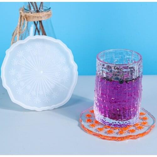 DIY Dandelion Flower Cup Pad Mold Silicone Table Tray Round Disc Art Mould For Resin Casting Jewelry Making Crafts