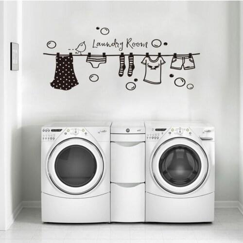 Laundry Drying Clothes Wall Sticker Laundry Room Wall Decal Vinyl Art Wallpaper Poster Murals Home Decor House Decoration