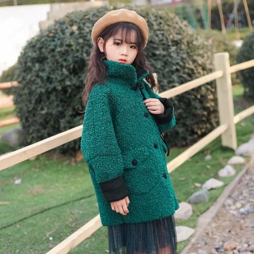 2020 Spring Autumn Children Girls Faux Fur Girls Coat Kids Warm Jackets For Girls Fashion Clothes Casual Teens Outerwear W452