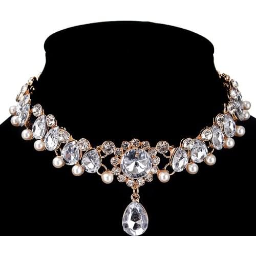 Big Crystal Rhinestone Choker Necklaces Maxi Statement Chocker Necklace Luxury Collar Chunky Necklaces Boho Jewelry for Women