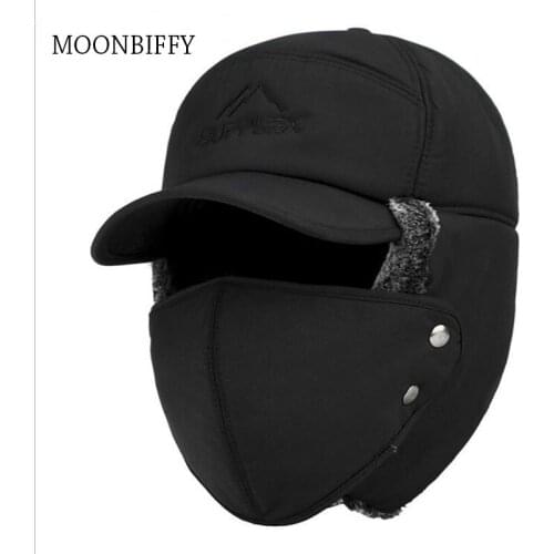 Winter Thermal Bomber Hats Men Women Fashion Ear Protection Face Windproof Ski Cap Velvet Thicken Couple Hat