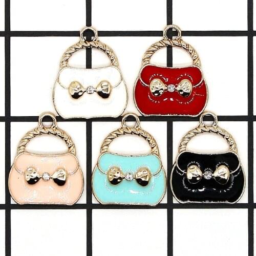 10pcs Candy colors Bowknot Bag Enamel Charms Drop Oil Metal Floatings Fit Earring DIY Pendants Jewelry Accessories Finding XL902
