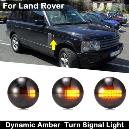 2Pcs For Land Rover Range Rover L322 2002-2012 Clear Lens Smoked Lens LED Side Marker Lamp Dynamic Amber Turn Signal Light