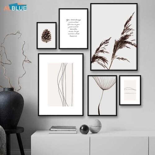 Abstract Minimalist Line Wheat Plant Wall Art Canvas Posters And Prints Painting For Living Room Wall Pictures Nordic Decoration
