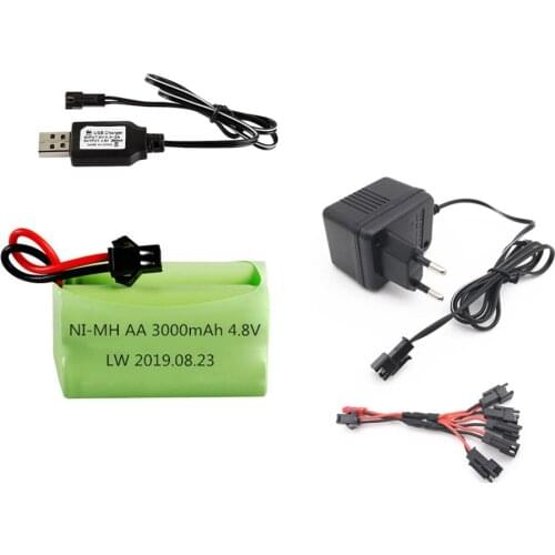 4.8v 3000mAh NiMH Battery 4.8v Rechargeable Battery Ni-MH AA Battery Pack +4.8v Charger For Rc toys Cars Boats Tanks Robots part