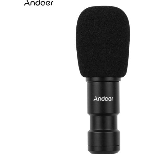 Andoer Type-C Smartphone Microphone Video Mic w/ 3.5mm Monitor Interface Windscreen for Smartphone Video Record Online Streaming