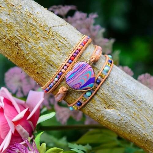 Natural Stone Bracelet 3 Wraps Bracelet Handmade Pink Quartz Bracelet For Women Bracelet Jewelry Dropshipping