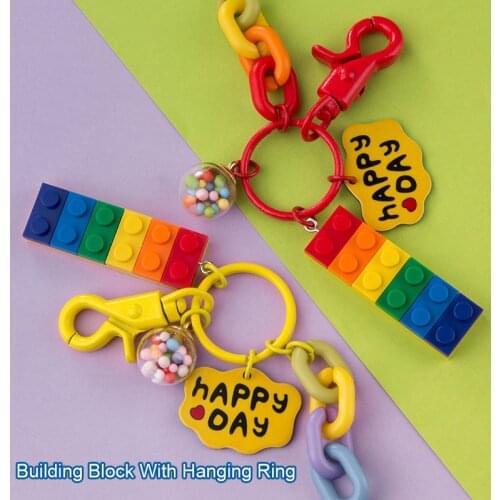 DIY Building Blocks Key Chain Hanging Ring Classic Bricks Accessories Keychain Creative Brick Suit All Brands Disassembly Toy