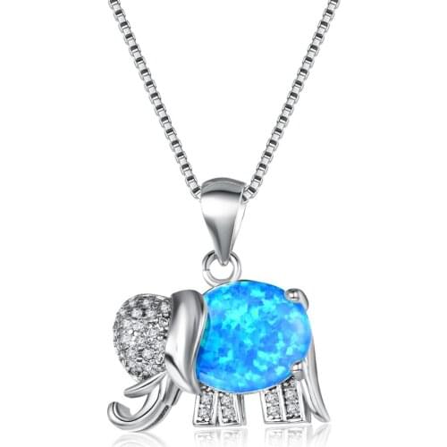 Dainty Crystal Big Elephant Pendant Necklace Cute Female Animal Wedding Necklace Classic Silver Color Chain Necklaces For Women