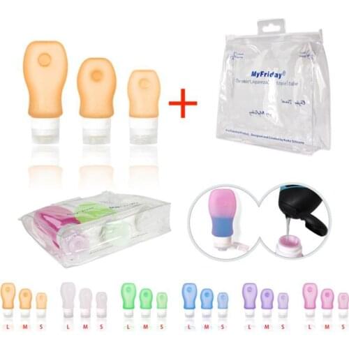 3 pcs 1 set food grade silicone Leak proof Silicone Travel Tube Bottle F Shampoo Shower Gel Lotion Refillable Bottles 100set