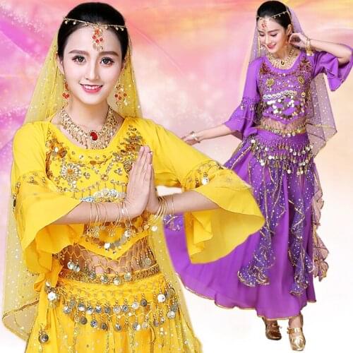 New Bollywood Belly Dance Costume Set Indian Dance Clothing Female Oriental Performance Set Sexy BellyDance for Stage 6 Color