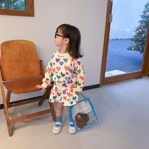 Childrens Clothing Sets 2021 Spring New Baby Girls Fashion Skirts Suits Korean Love Print Sweatshirt Skirt 2pcs Set For Girl