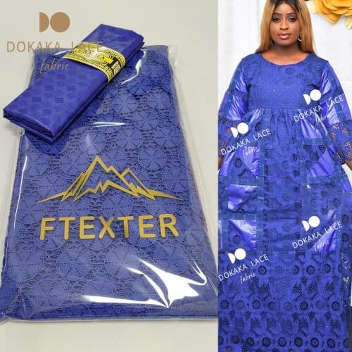 Royal Blue 2021 Latest African Lace High Quality 2.5 Yards Swiss Voile Lace In Switzerland With 2.5 Yards Bazin Riche