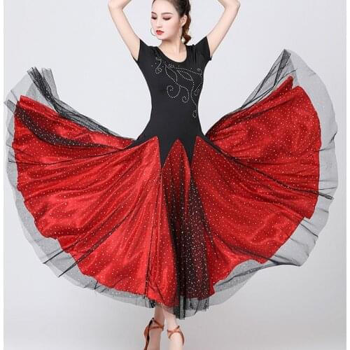 Red Black Fashion Ballroom Dance Dress for Ballroom Dancing Waltz Tango Spanish Flamenco Dress Standard Ballroom Dress