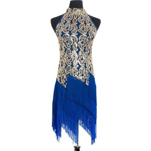 New Lady performance latin dance sequin clothes senior women tassel latin dance dress Dancer Wear performance dress 7097