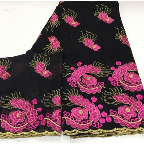 Fashion High Quality Dubai Style 100%Cotton African Lace Fabric Swiss Veil Lace For Women Party Dress 5 +2 Yards/Set! LCF2.335