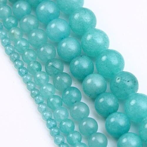Natural Blue Jades Stone Round Loose Beads 4 6 8 10 12mm DIY Making Bracelet Necklace Jewelry Accessories
