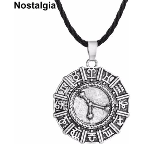 Nostalgia Punk Rock Zodiac Necklace Star Constellation Horoscope Astrology Birthday Gift For Men Women Pendants