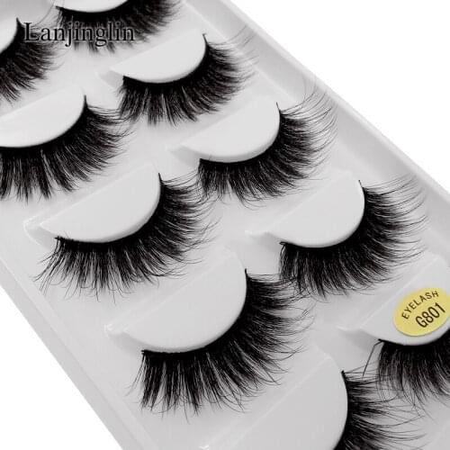 New 5 pairs long natural false eyelashes thick makeup fake eyelash Extension soft 3D mink lashes handmade black hair G801