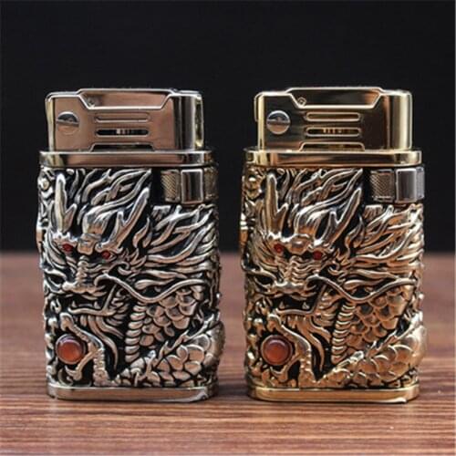 New Metal Fashion Retro Chinese Dragon Three-dimensional Relief Kerosene Lighter Cigarette Accessories Men and Women Gifts