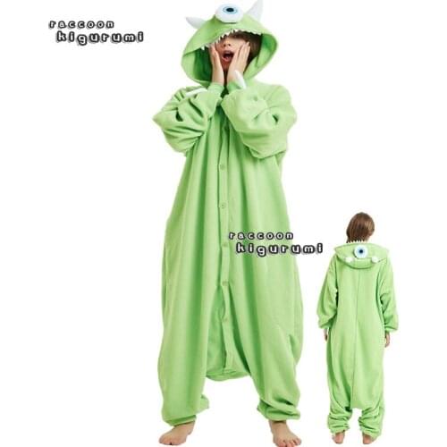 Unisex Animal One-Eyed Monster Boy Fleece Onesie Girl Christmas Cosplay Winter Pajama Raccoon Kigurumi Adult