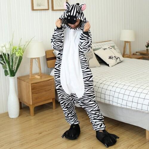 Zebra Unicorn Skeleton Onesies Adult Animal Cartoon Onesie Women Men Winter Pajamas Sleepwear Stitch Cosplay Costume