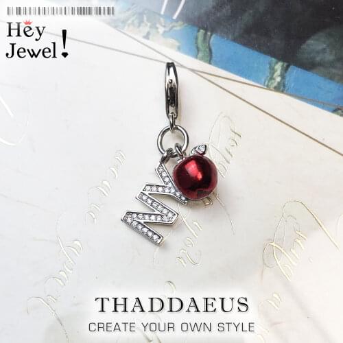 Fashion Jewelry Apple NY Charm Pendant Fit For Bracelet & Necklace Accessories 925 Sterling Silver Charms With Lobster Clasp DIY