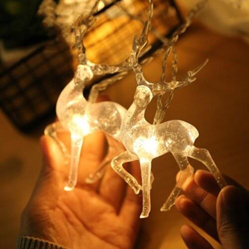 Christmas Decorations for Home DIY Creative Elk String Fairy Lights 1.5M 3M Battery Powered Reindeer Garland Holiday Lighting